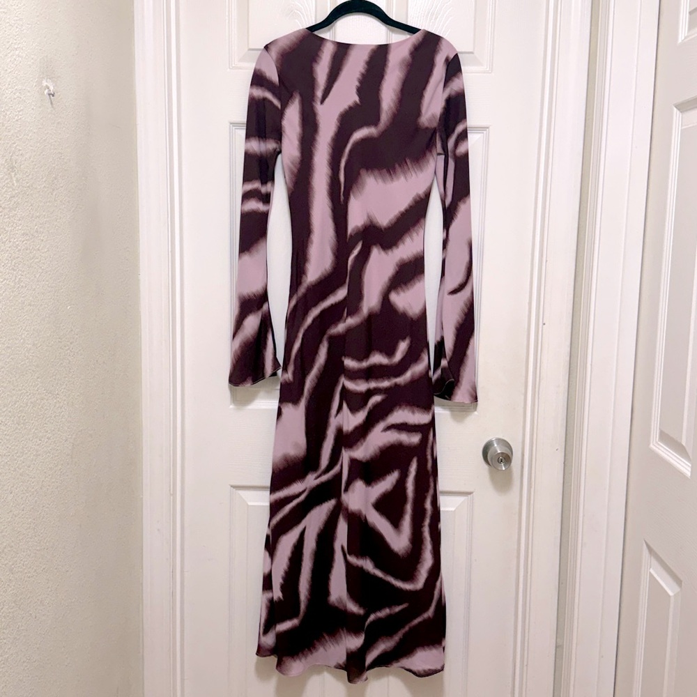 NWT MANGO A-Line Animal-Print Dress in Lilac - Picture 11 of 13